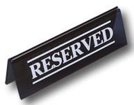 Acrylic Reserved Sign - Black
