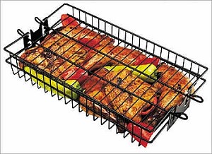 Non-Stick Flat Spit Rotisserie Grill Basket