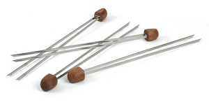 Charcoal Companion - Rosewood Handle Double Prong Skewers - Set of 4