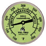 Tel-Tru BBQ Thermometer - Glow in the Dark w/ 4in Stem